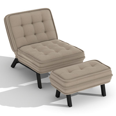  25.98'' Wide Modern Soft Upholstered Accent Chair With Adjustable Backrest And Ottoman