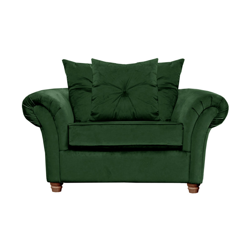 Lila 135cm W Velvet Rolled Arms Loveseat, Emerald Green