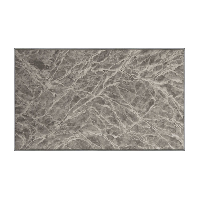 Machine Washable Gray Area Rug, Rectangle 6' x 9'