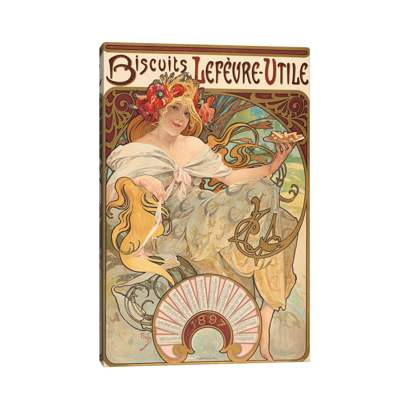Biscuits Lefervre-Utile, 1896, H 12 po x l 8 po x P 0,75 po, Pas de tapis, Toile tendue