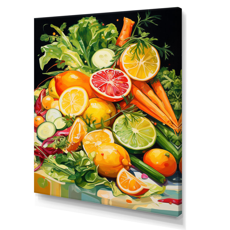 " Vegetarian Food Cuisine II ", Wrapped Canvas, 32" H x 16" W x 1" D