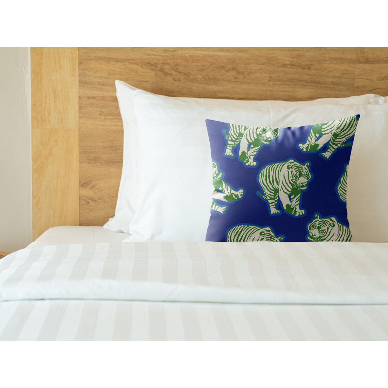 Coussin d'intérieur carré en faux suède Dama Tiger, Azur royal, 16 po x 16 po