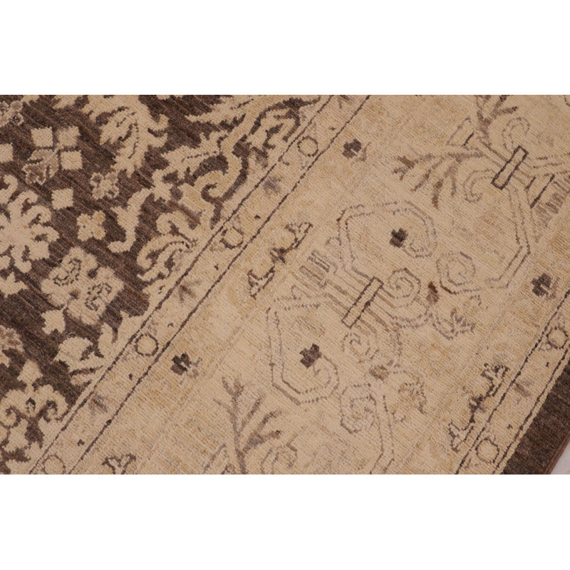 Tapis oriental brun clair / brun en laine noué à la main 9 pi 1 po x 12 pi Oriental
