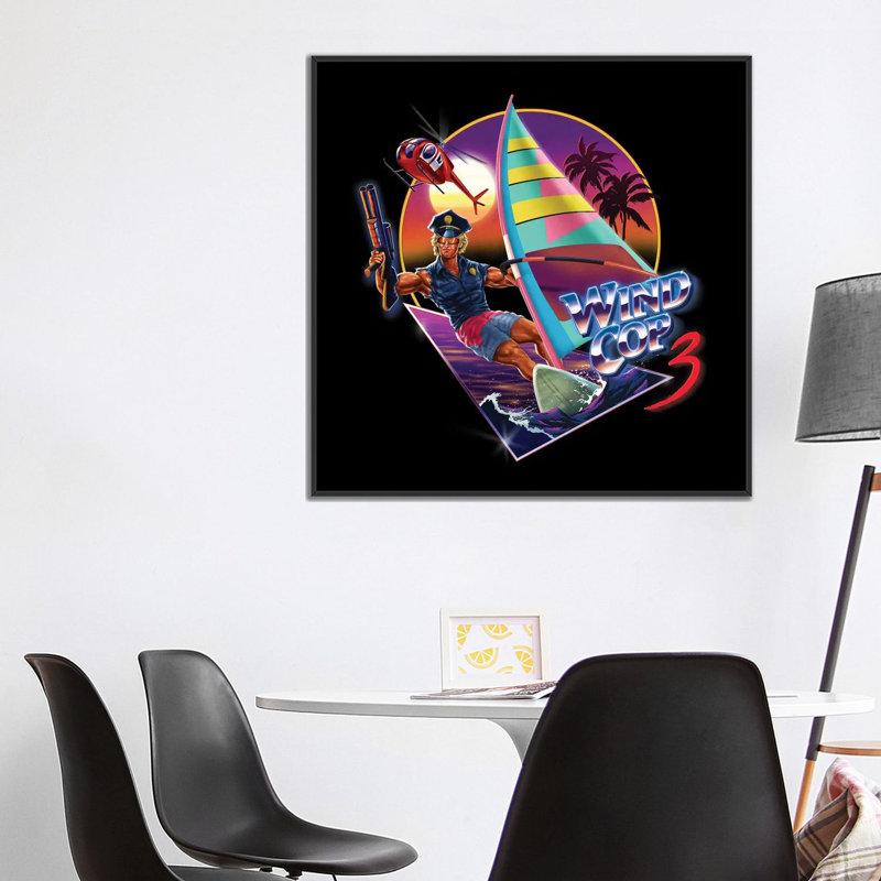 Cop vent 3, H 37 po x l 37 po x P 1,5 po, Toile avec cadre noir, Pas de tapis