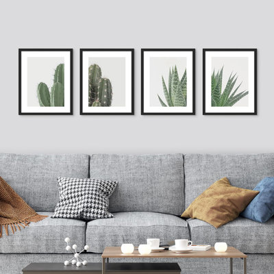 Green Cactus Snake Plant, reproduction encadrée de 4 pièces