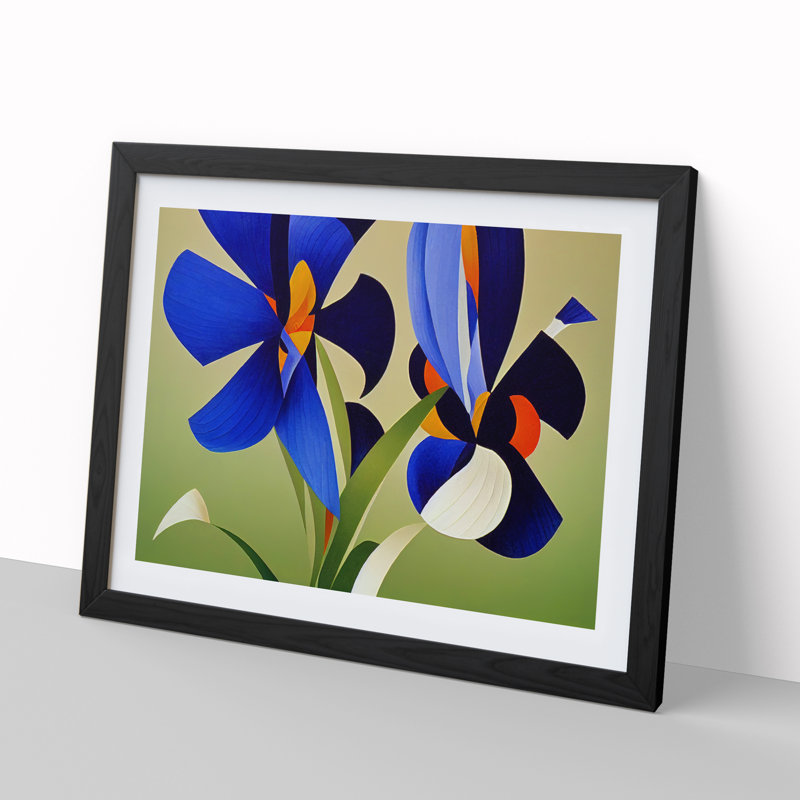 Iris Flowers Abstract - Framed Print, Black, 46cm H x 64cm W x 2cm D