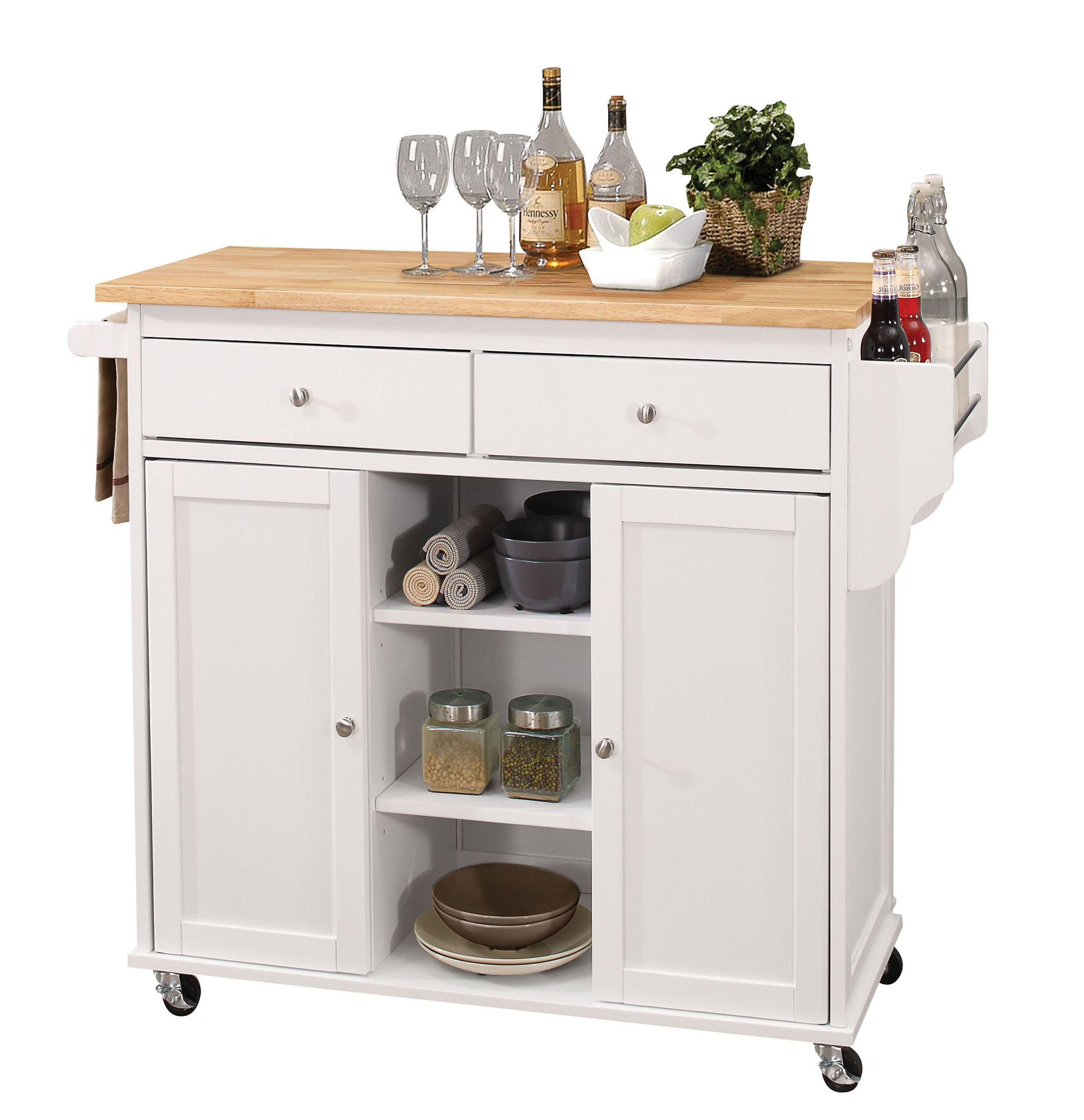 Charlton Home Rodin Kitchen Cart with Solid Wooden Top & Reviews | Wayfair