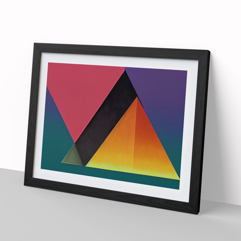Geometric Pyramids Vol.2 Abstract 1 Piece Single Picture Frame Wall Art, 25cm H x 34cm W x 2cm D, Black Framed