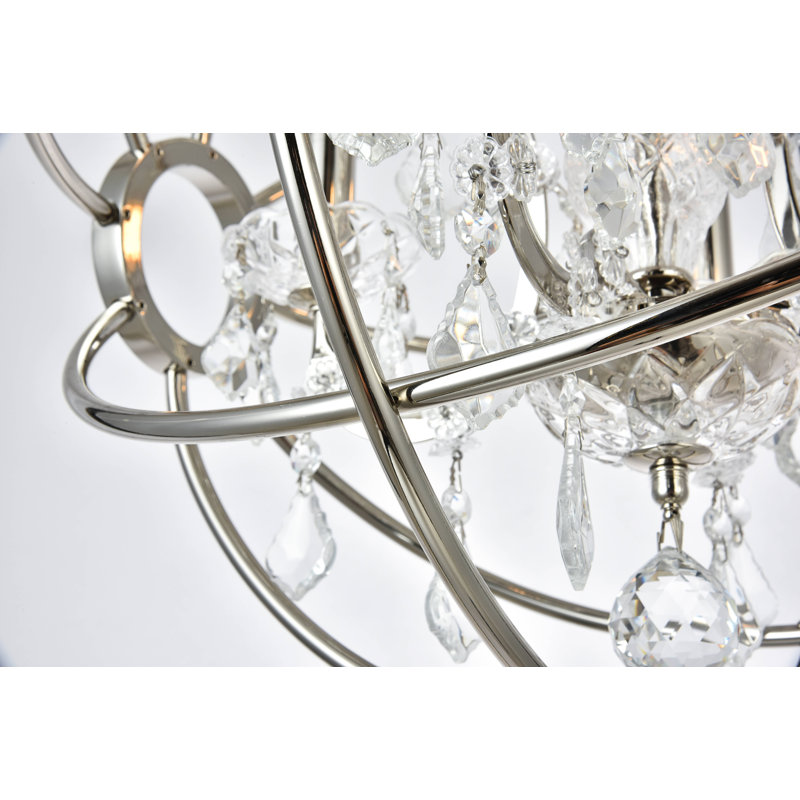 Svante 4 - Light Dimmable Globe Chandelier, Crystal (Clear), Polished Nickel