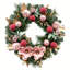 Couronne de Noël pré-illuminée de 61 cm (24 po) avec fleurs de magnolia roses et boules décoratives électroplaquées