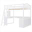 Lit mezzanine double en bois avec bureau en U, compartiments de rangement et miroir à trois volets-1705806998