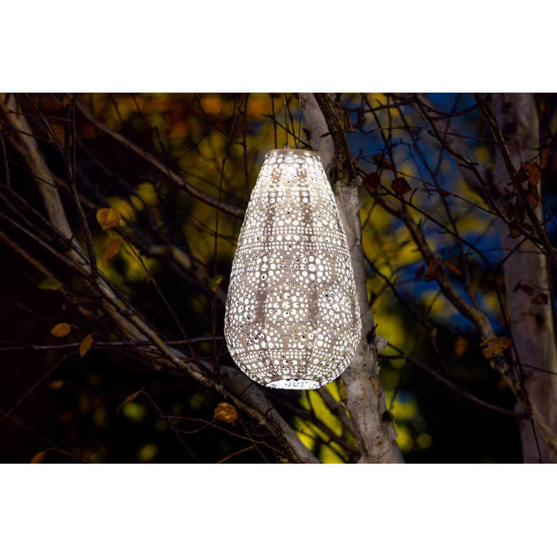 Stella Blossom 14" Teardrop Solar Lantern - Pearl