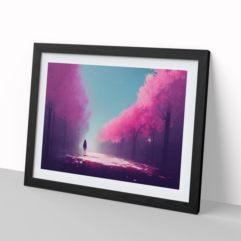 XH1022-6333X Mysterious Cherry Blossom Trees Vol.2 - Single Picture Frame Print, Black, 46cm H x 64cm W