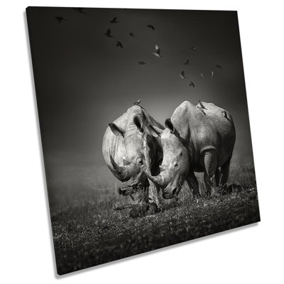Z2518 Rhinos Wildlife Picture & - Wrapped Canvas Art Prints