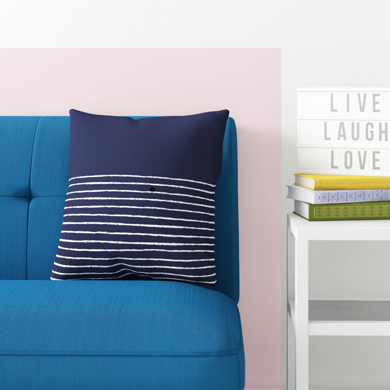 Adlin Striped Throw Pillow, Polyester/Polyfill, Navy, 20" x 20"