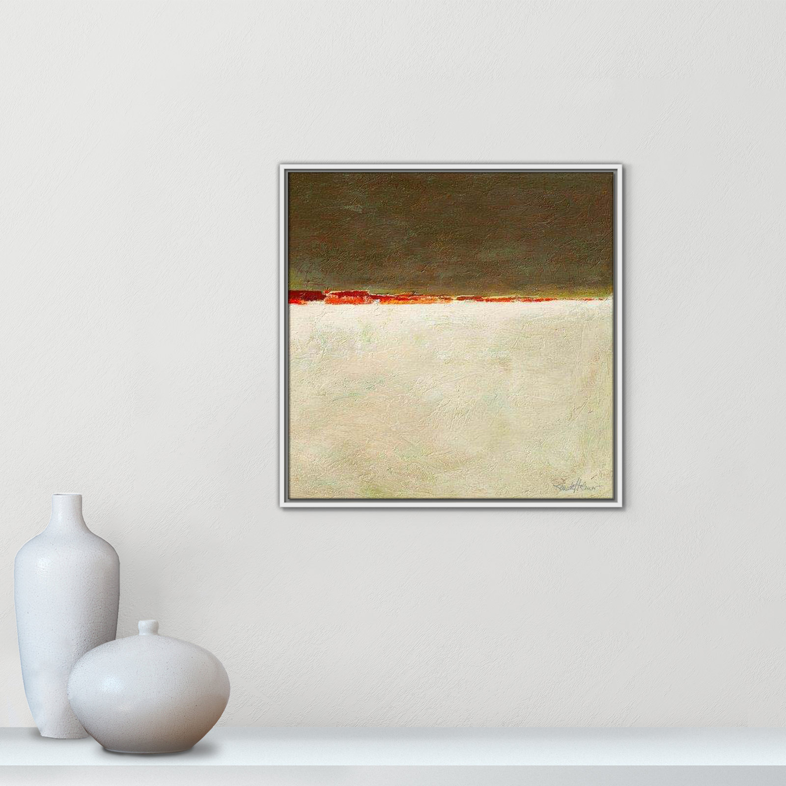 Orange Horizon I Print, 25.5'' H x 25.5'' W x 2'' D, White Framed