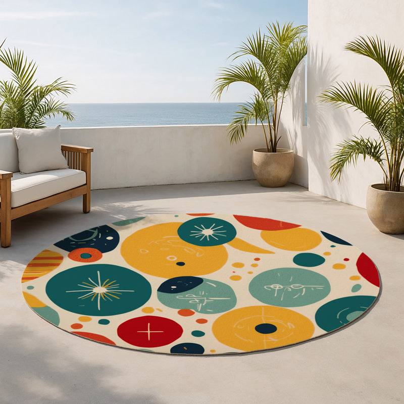 Tapis intérieur et extérieur Groovy Sway, Rond 5 pi