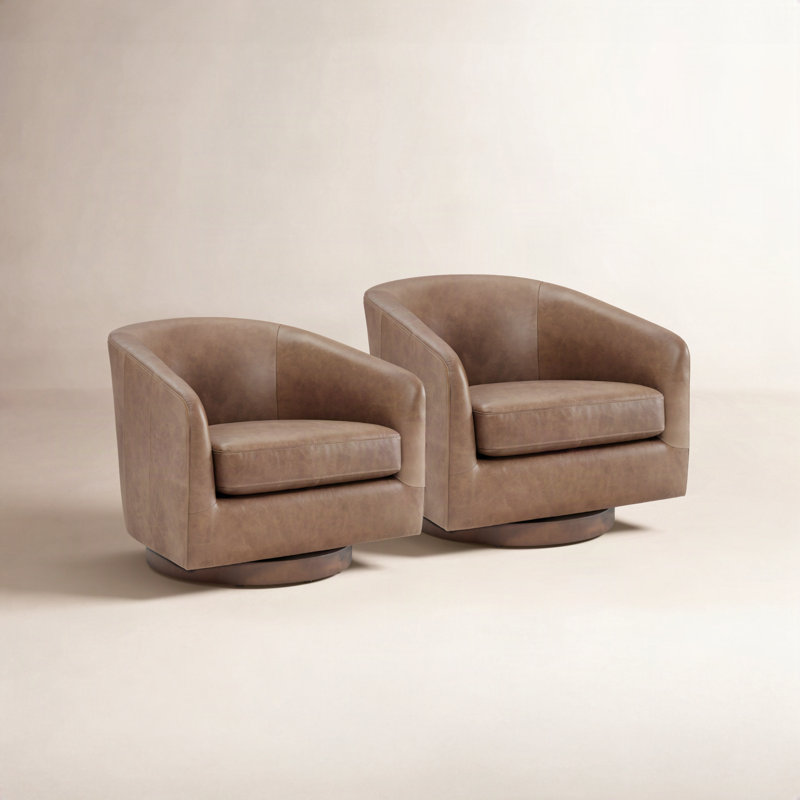 Fauteuil demi-tonneau Bennett, Cuir fleur Marseille