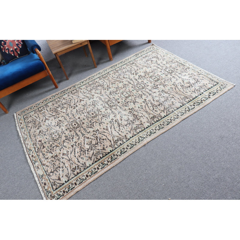 Tapis turc vintage Oushak pour la cuisine - Beige, cadeau de décoration antique 10660
