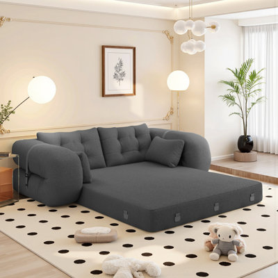 78.7"3-in-1 Foldable Sofa Bed - Teddy Fabric Multi-Functional Sleeper, Convertible Couch for Living Room.