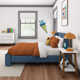 Solid Wood Upholstered Panel Bed with Rectangular Headboard