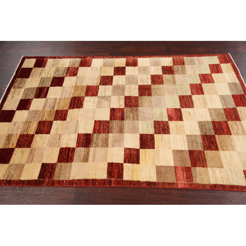 Tapis multicolore noué à la main 3 pi 8 po x 5 pi 9 po One-of-a-Kind