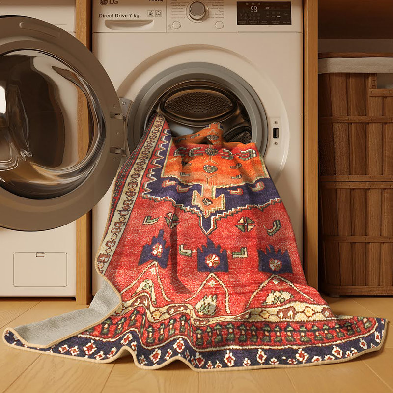 Tapis 100% traditionnel lavable à la machine 2868, Rectangle 4 pi x 6 pi