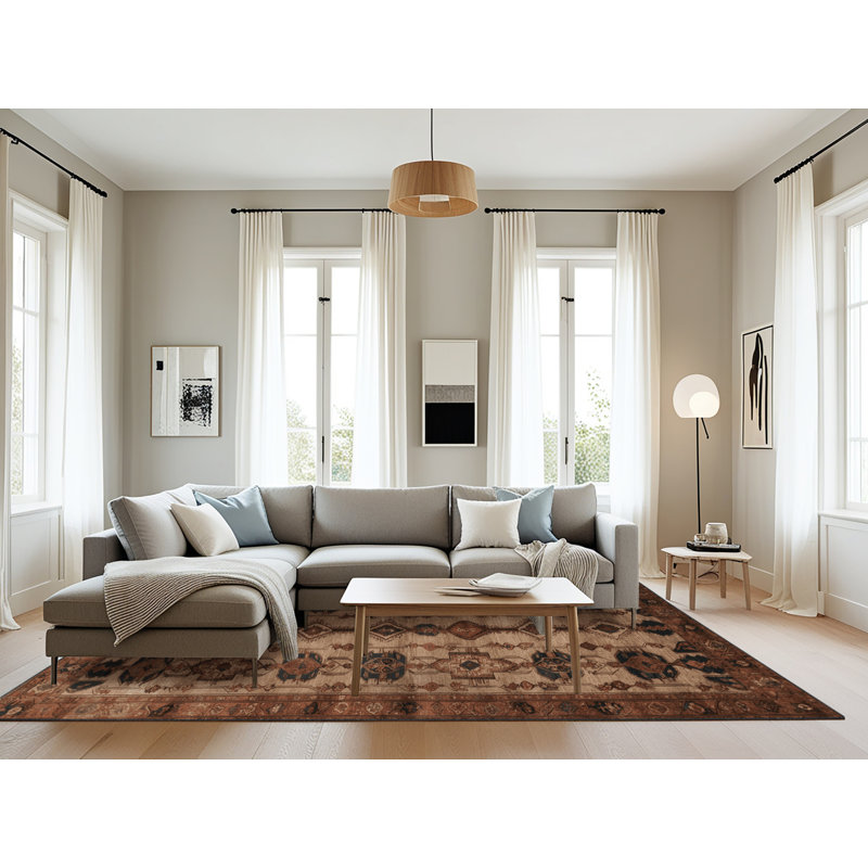Tapis brun lavable à la machine, Rectangle 8 pi x 10 pi