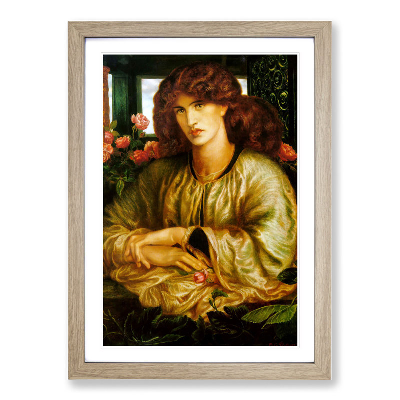The Woman and Window by Dante Gabriel Rossetti - Picture Frame Painting, 48cm H x 36cm W x 2cm D, Oak