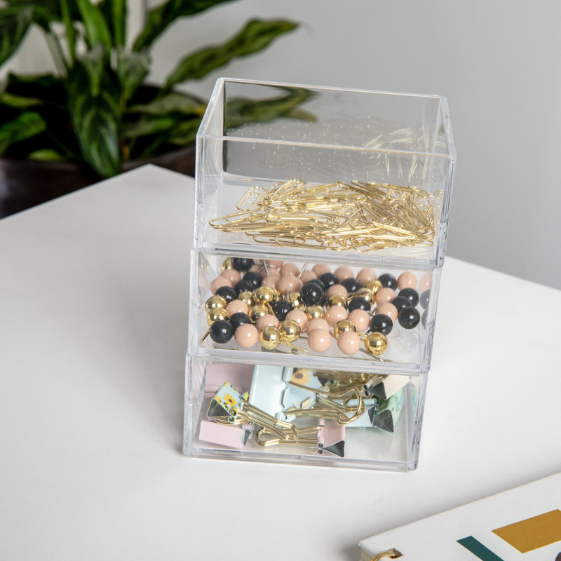 Thomas Martha Stewart Stack and Slide Plastic Tray Office Desktop Organizer, 2" H x 3" W x 3.75" D