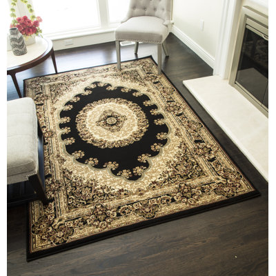 Gloucester Gilded Loom Oriental Black Area Rug