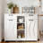 Laundry Hamper Cabinet, Removable Laundry Baskets on Wheels, Wooden Hidden Trash Can Cabinet with 2 Drawers and 3 Open Compartments, for Laundry Room