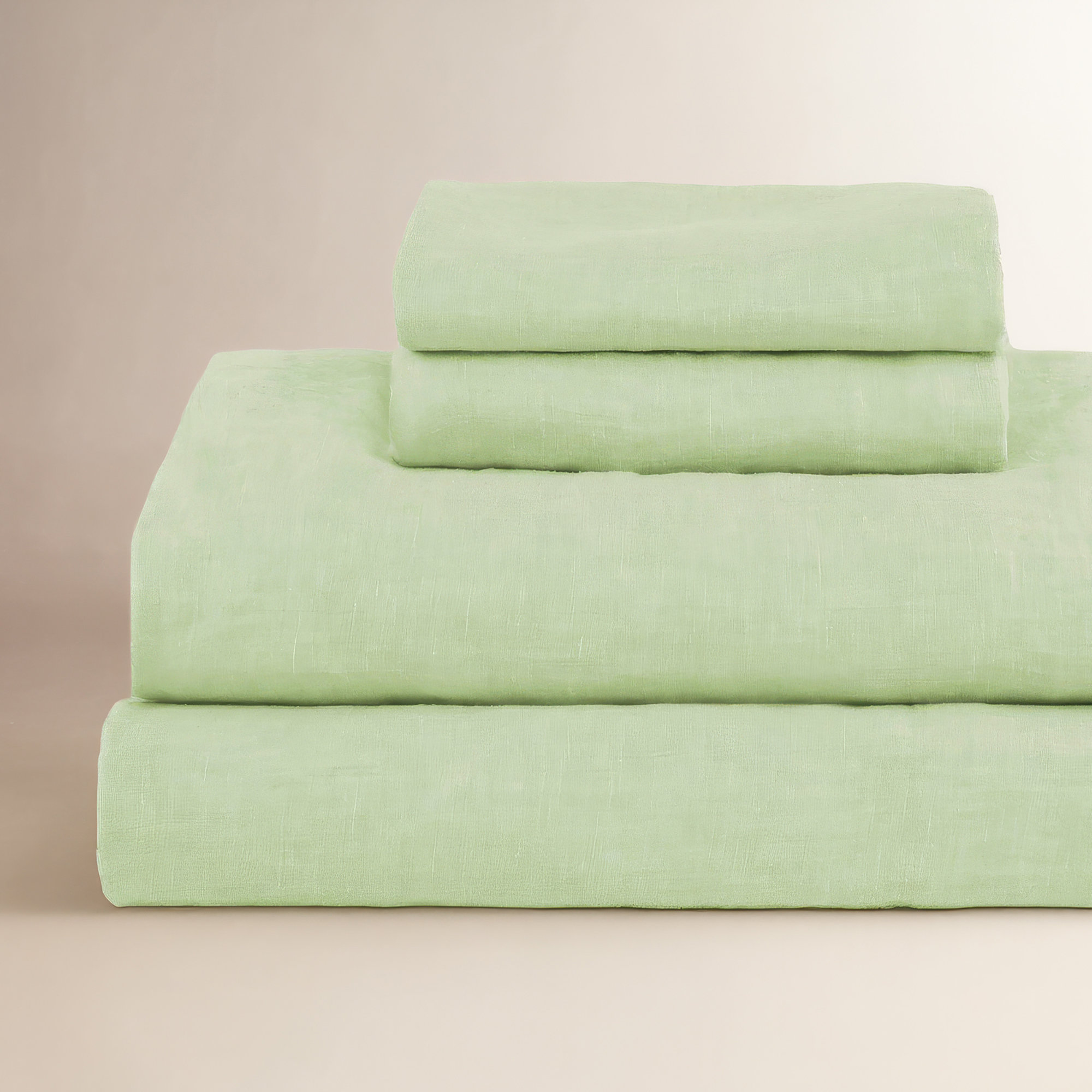 100% French Linen Sheet Set, White, King Sheet Set with 2 Pillowcases