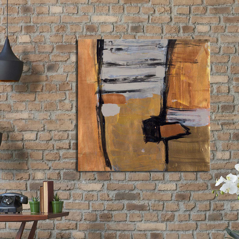 «Golden Squares IV», reproduction de peinture à l'aquarelle, H 18 po x l 18 po x P 1 po, Toile tendue