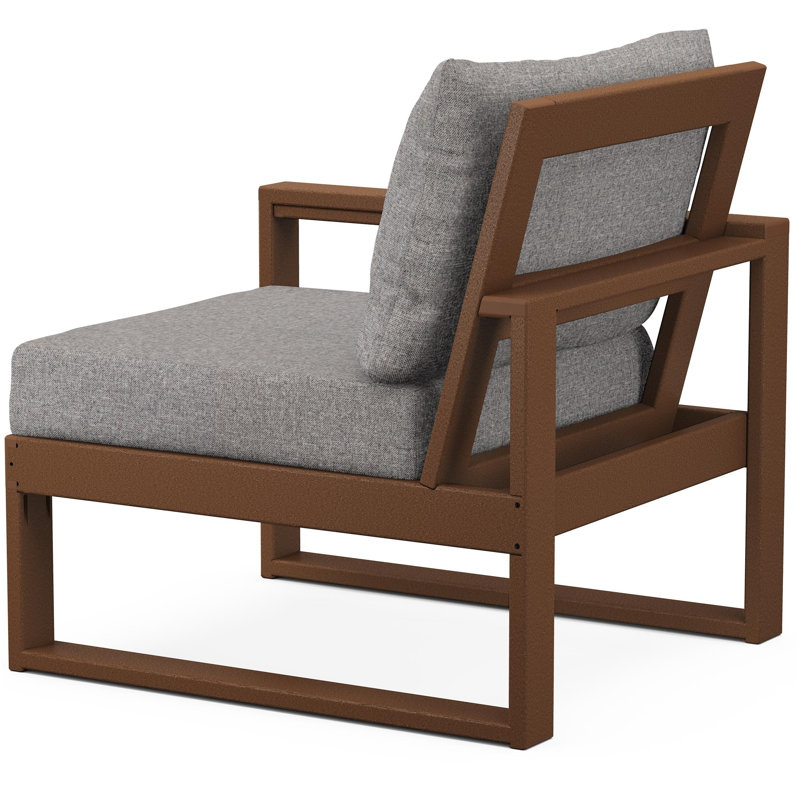 POLYWOOD Outdoor Lounge Chair, Gray Mist, Teak