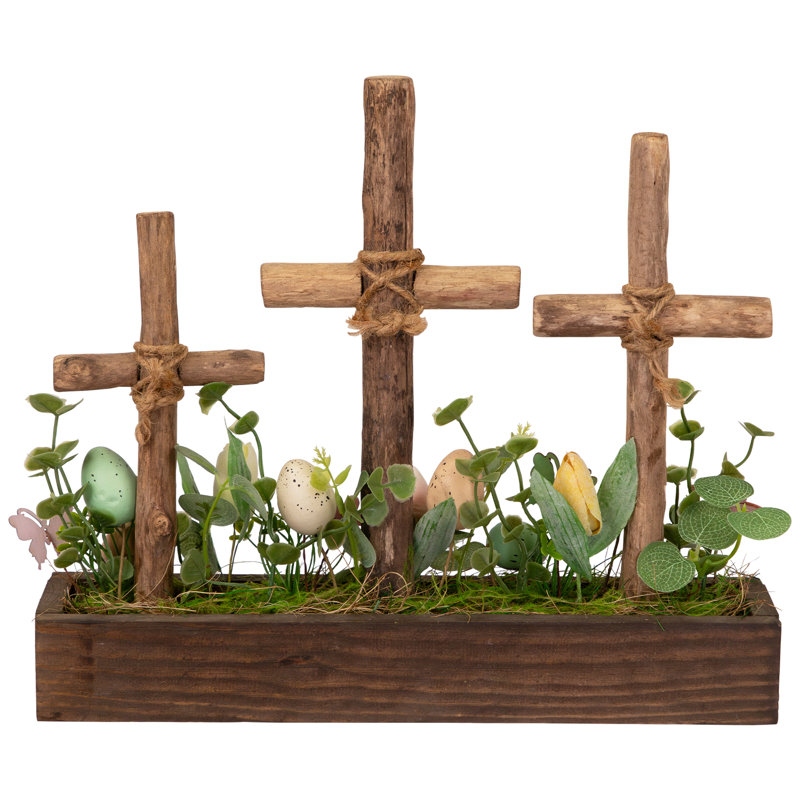 Floral And Foliage Triple Cross Easter Egg Decoration - 14" - Multicolor
