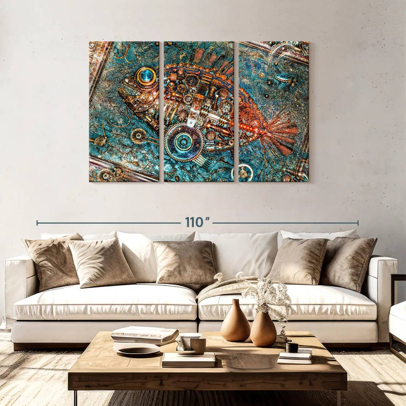 Steampunk Fish, 48" H x 74" W