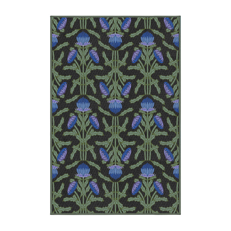 Tapis bleu foncé tissé à la machine, Rectangle 4 pi x 6 pi