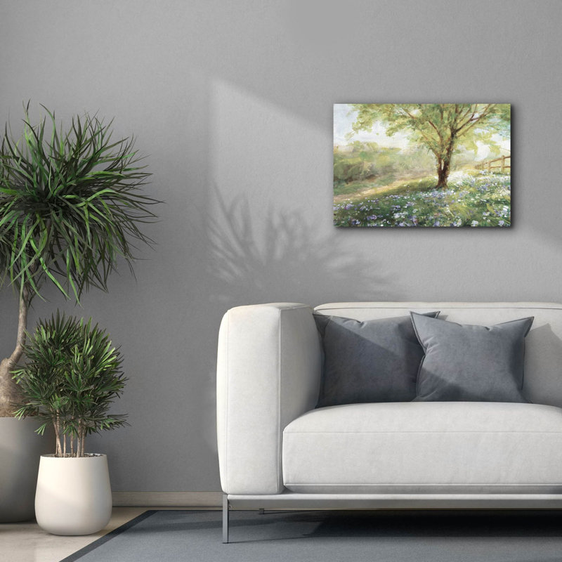 Red Barrel Studio 'Field Of Bluebells Neutral' by Danhui Nai Canvas Wall Art, H 18 po x l 26 po