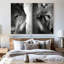 «Wolf faces» en noir et blanc, reproduction sur toile-617599341