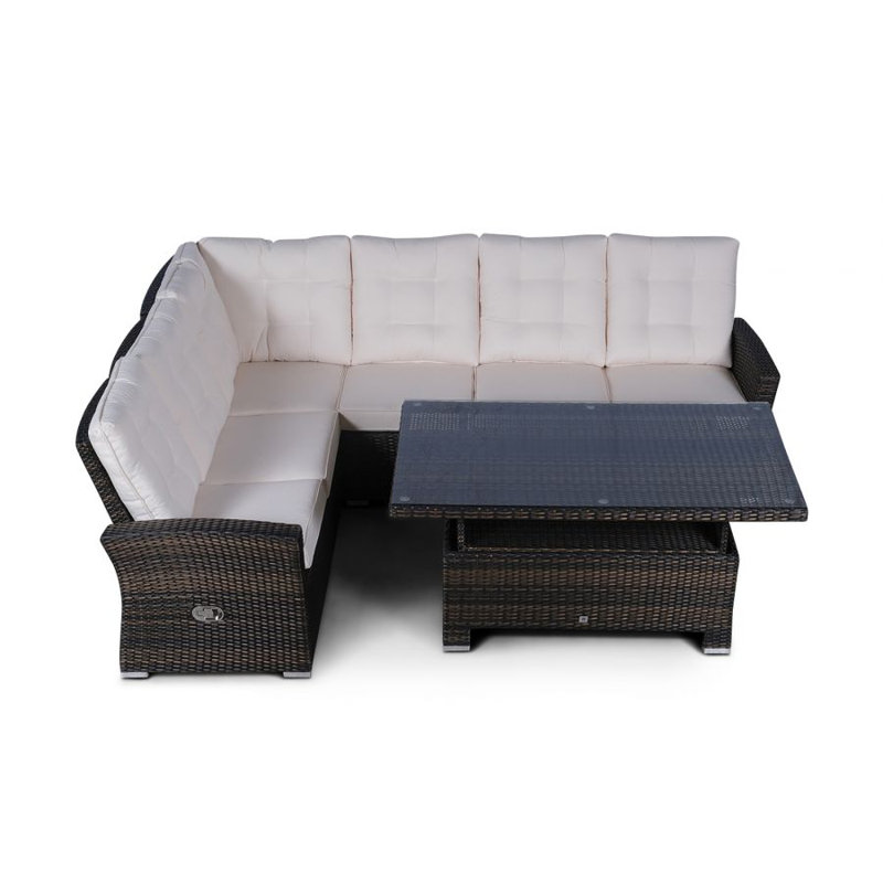 Aldan 6 - Person Garden Lounge Set with Cushions, Ivory/Brown