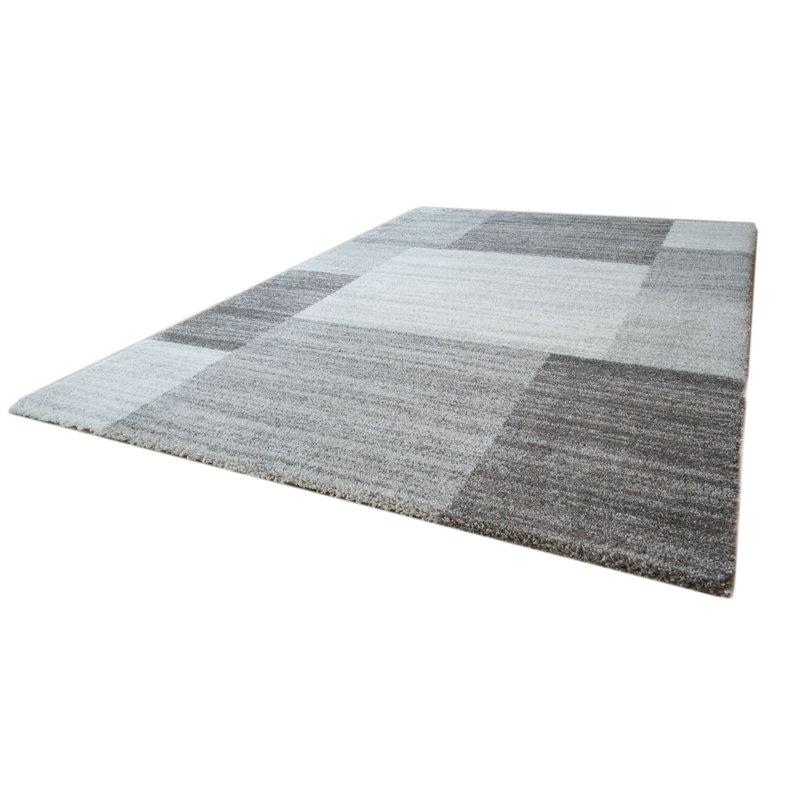 Pandora Modern designer Rug Brew Kettle with field pattern in Silver / Grey, Rectangular 80 x 150cm