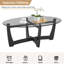 Table basse 48 po ovale en verre avec base en bois, noir-929272013-929272015