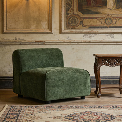 Upholstered Comfy Accent Chair Curved Single Sofa Chair