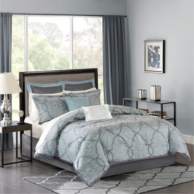 Ensemble d'édredon 12 pièces avec draps en coton bleu très grand