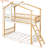 Twin Over Twin Bunk Bed Wood Bed with Roof,Window,Ladder