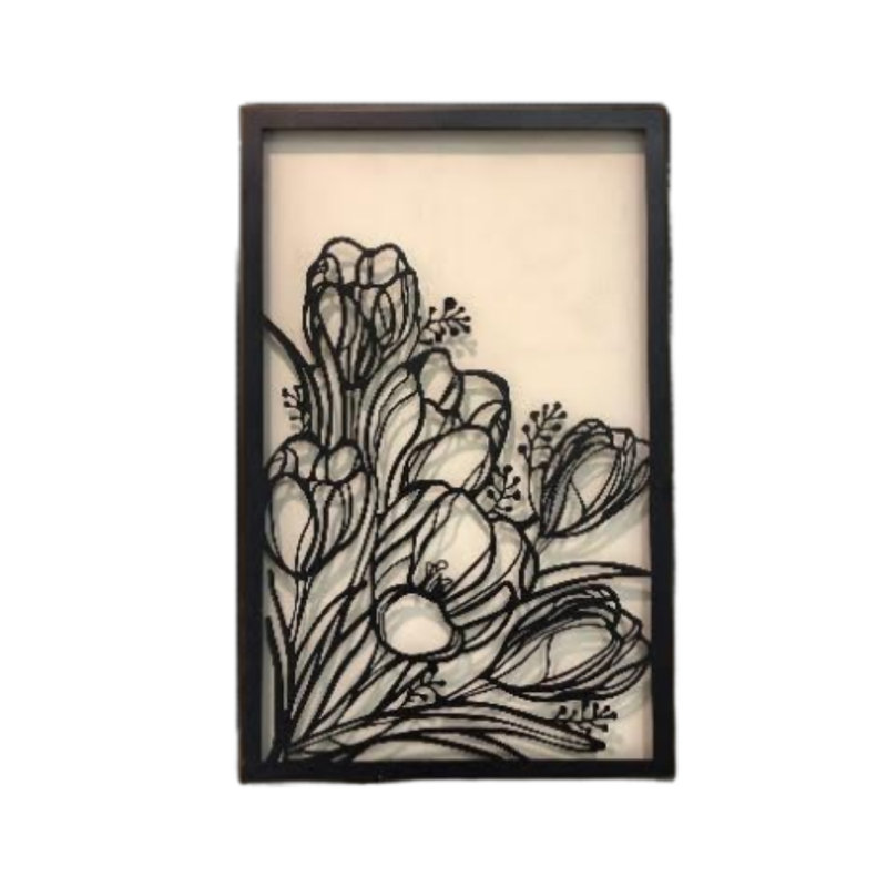 TOPAZ-Flower Wall Art-Gold, Black