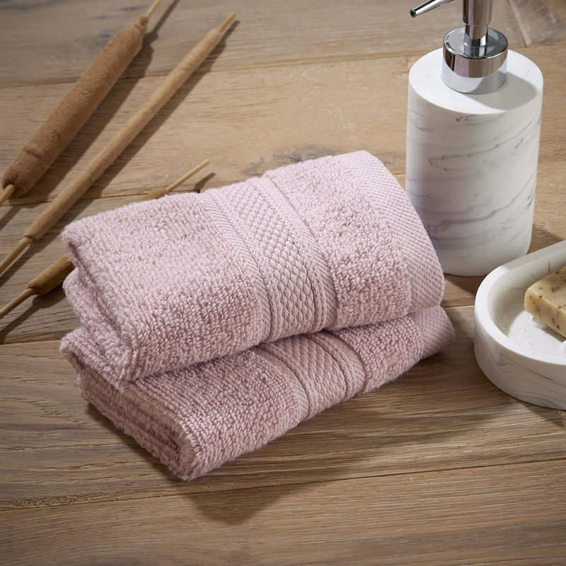 Luxury Zero Twist 100% Cotton Face Towels - Set of 2, Pink
