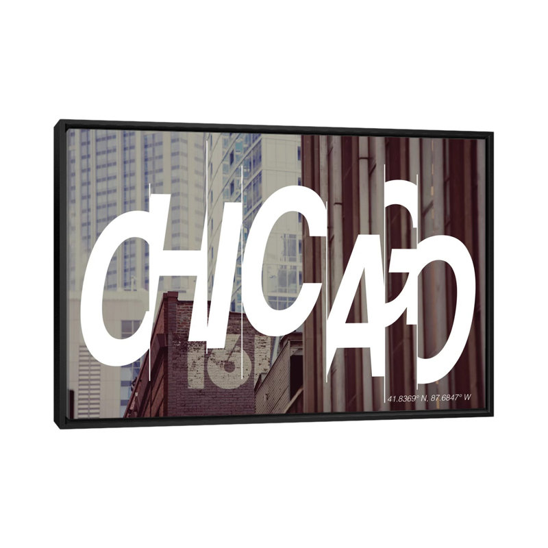 « chicago (41,8 ° n, 87,6 ° l) », impression sur toile tendue, H 40 po x l 60 po x P 1,5 po, Toile avec cadre noir