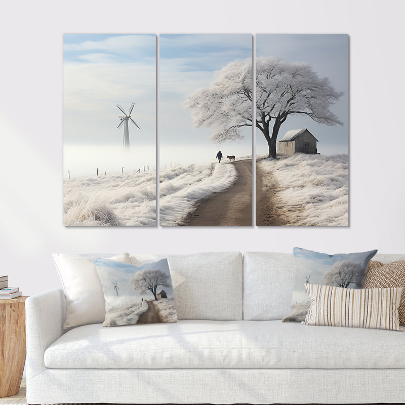 Wind Turbines Winter Scenery - Ensemble de décorations murales d'éoliennes, H 40 po x l 60 po x P 1 po
